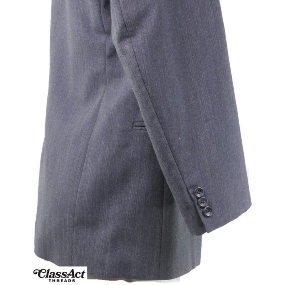 Haggar Gallery 2 Piece Suit Gray striped 2 Btn 40R Pleated Fronts 34" Waist - Picture 6 of 9